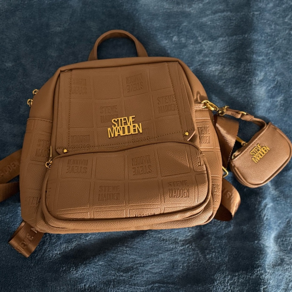 Steve Madden Tan Backpack with Gold Accents